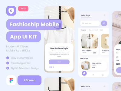 时尚移动应用程序UI套件模板应用程序(Fashion Mobile App Ui kits Template App)