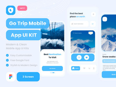Go Trip 移动应用程序 UI 套件模板应用程序(Go Trip Mobile App Ui kits Template App)
