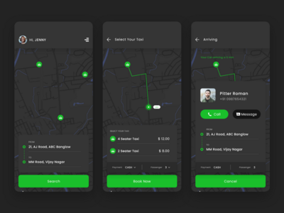 出租车预订应用程序用户界面(Taxi Booking App UI)