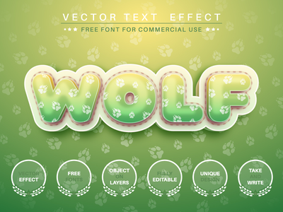 Wolf - 可编辑的文本效果、字体样式(Wolf - editable text effect, font style)