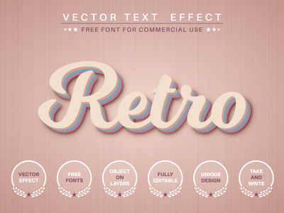 复古 - 可编辑的文字效果，字体样式。(Retro - editable text effect, font style.)