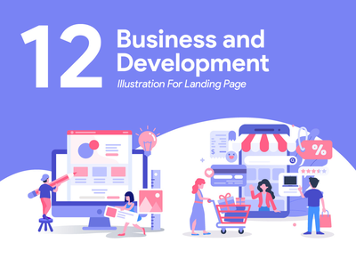 12 登陆页面的业务和发展说明(12 Business and Development Illustration for Landing Page)