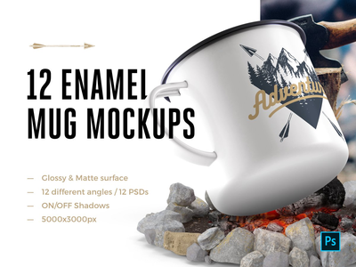 12x 搪瓷杯模型(12x Enamel Mug Mockups)