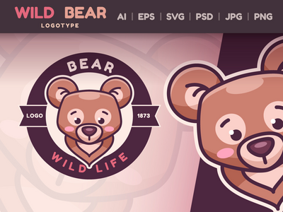 卡通人物动物熊-标识(Cartoon Character Animal Bear - Logotype)