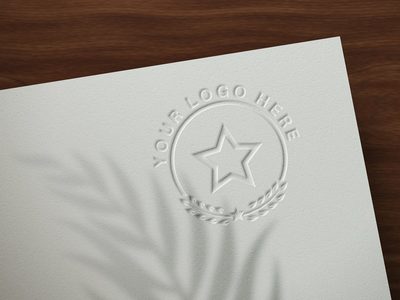 压印在纸上的徽标样机 - 样机模板(Logo mockup embossed on paper - mockup template)