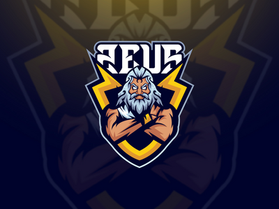 宙斯电竞吉祥物标志模板(Zeus Esport Mascot Logo Template)