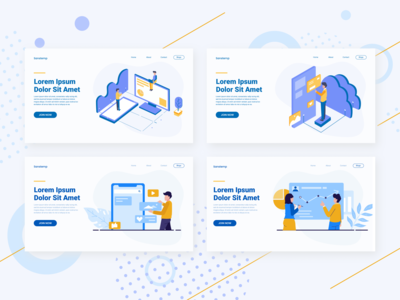 商业网站插图标题(Business Website Illustration Header)