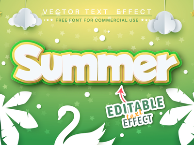 夏天 - 可编辑的文本效果、字体样式(Summer - editable text effect, font style)