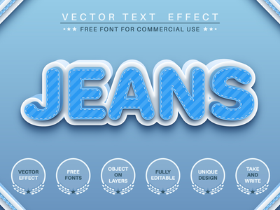 牛仔裤 - 可编辑的文字效果、字体样式(Jeans - editable text effect, font style)