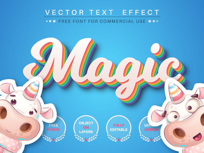 魔术独角兽 - 可编辑的文本效果、字体样式(Magic unicorn - editable text effect, font style)