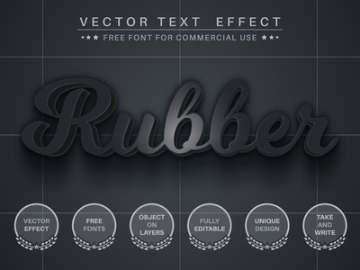 黑色橡胶 - 可编辑的文本效果、字体样式(Black rubber - editable text effect, font style)