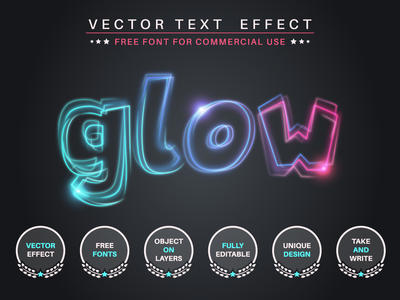 颤抖的光芒-可编辑的文本效果，字体样式(Quivering glow - editable text effect, font style)