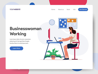 在办公桌上工作的女商人(Businesswoman Working on Desk)