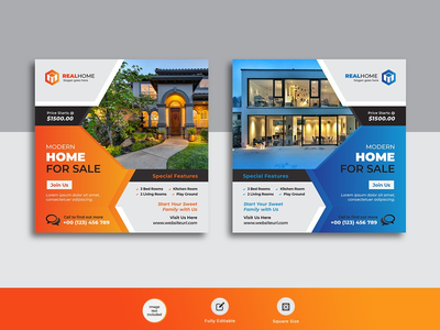 房地产商业机构网页横幅帖子模板(Real estate business agency web banner post template)