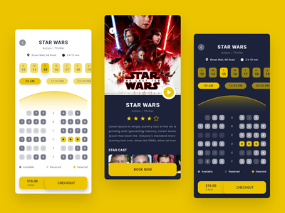 电影票预订应用程序用户界面(Movies Ticket Booking App UI)