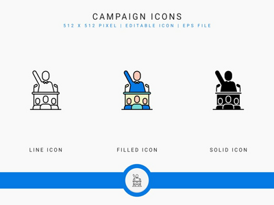 运动图标设置矢量图和实线图标线条样式(Campaign icons set vector illustration with solid icon line style)