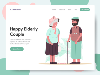 快乐的老年夫妇图(Happy Elderly Couple Illustration)