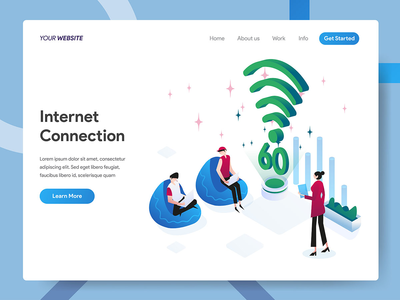 互联网连接等距图(Internet Connection Isometric Illustration)