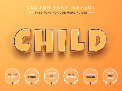 3D 孩子 - 可编辑的文本效果、字体样式(3D child - editable text effect, font style)