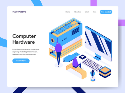 计算机硬件工程师等距图(Computer Hardware Engineer Isometric Illustration)