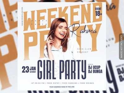 女孩派对活动传单或社交媒体帖子和网页横幅(Girl Party Event flyer or social media post and web banner)