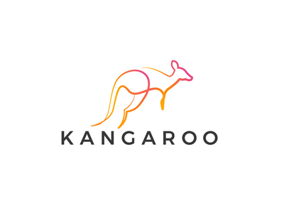 袋鼠单线标志模板(Kangaroo Monoline Logo Template)