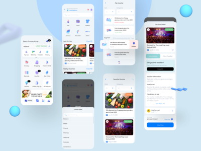 凭证 - 数字钱包移动 UI 套件(Voucher - Digital Wallet Mobile Ui kits)