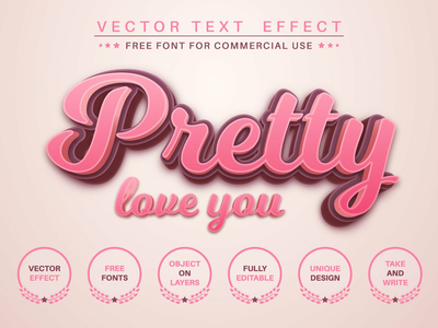 非常爱你-可编辑的文本效果，字体样式(Pretty love you - editable text effect, font style)