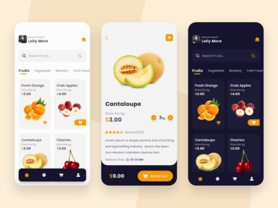 水果和杂货应用程序用户界面(Fruits & Grocery  App UI)