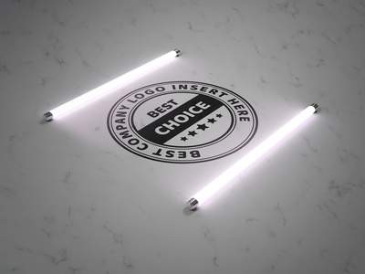 荧光灯下的标志-样机(Logo in the light of fluorescent lamps - mockup)