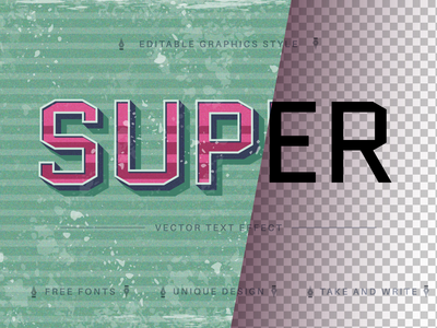 复古粉红色 - 可编辑的文本效果，字体样式(Retro Pink - Editable Text Effect, Font Style)