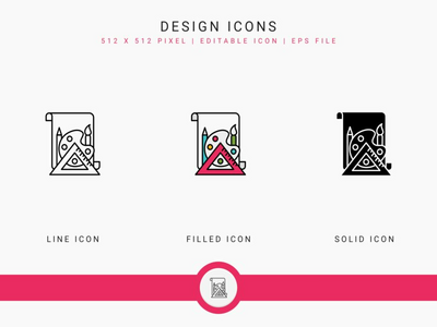 设计图标设置矢量图和实线图标线条样式(Design icons set vector illustration with solid icon line style)