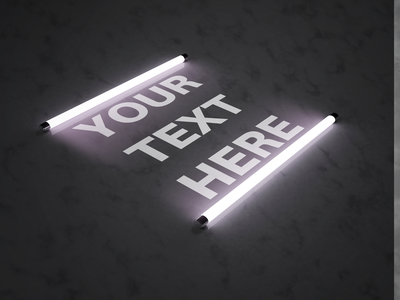 荧光灯下的标志-样机(Logo in the light of fluorescent lamps - mockup)