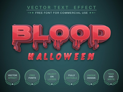 血万圣节-可编辑的文字效果，字体样式。(Blood Halloween - editable text effect, font style.)