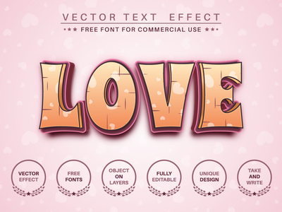 爱 - 可编辑的文字效果，字体样式(Loving Love - editable text effect, font style)