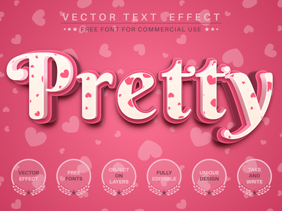 漂亮的爱 - 可编辑的文本效果，字体样式(Pretty Love - editable text effect, font style)