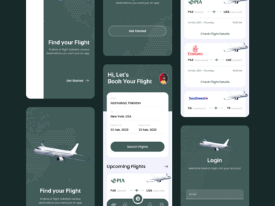 航空公司航班预订应用程序UI设计(Airline Flight Booking App UI Design)