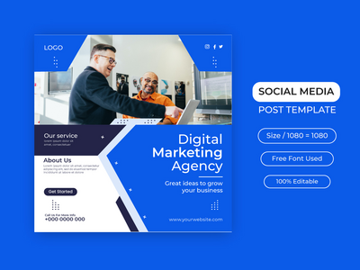 数字营销社交媒体帖子和 Instagram 横幅模板(Digital marketing social media post and Instagram banner template)