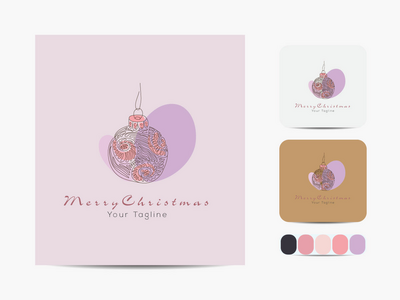 圣诞快乐线条艺术标志(Merry Christmas line art logo)