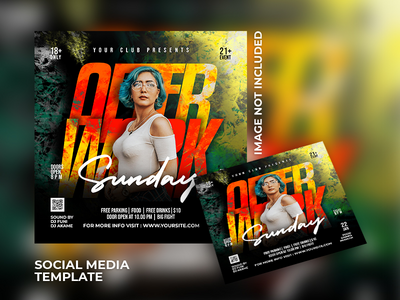 晚会传单模板和网页横幅模板(Night party flyer template and web banner template)