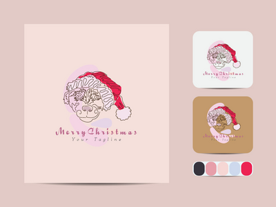 圣诞快乐线条艺术标志(Merry Christmas line art logo)