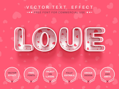 心爱-可编辑的文本效果、字体样式(Heart love - editable text effect, font style)