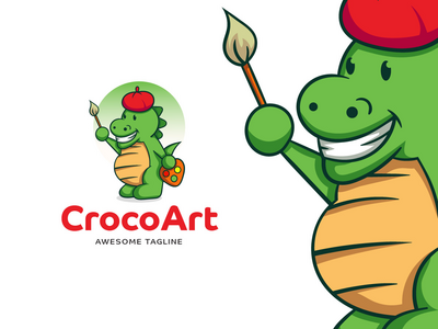 鳄鱼艺术家吉祥物标志(Crocodile artist Mascot Logo)