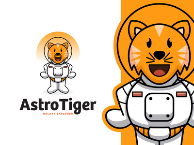 天文虎吉祥物标志模板(Astro Tiger Mascot Logo Template)