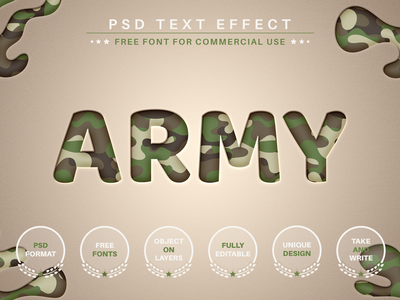 Army - PSD 可编辑文本效果，字体样式(Army - PSD Editable Text Effect, Font Style)