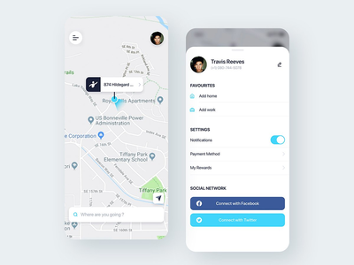 个人资料屏幕 - 汽车共享移动 UI 套件(Profile screen - Car Sharing mobile UI Kit)