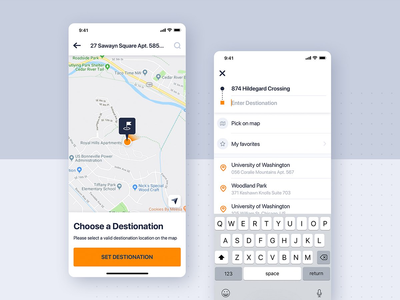 汽车租赁移动用户界面 - 选择目的地(Car rental mobile UI - Choose a destionation)