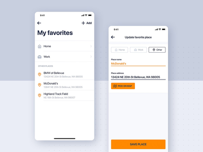 汽车租赁移动用户界面 - 我的最爱(Car rental mobile UI - My favorites)