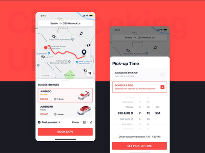 汽车预订 UI 移动概念-取车时间(Car Booking UI mobile concept - Pickup Time)