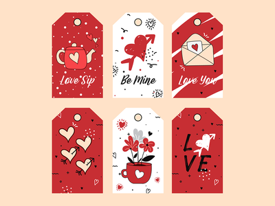 以情人节为主题的情人节心标签系列(Valentine Hearts tag collection with valentines day theme)